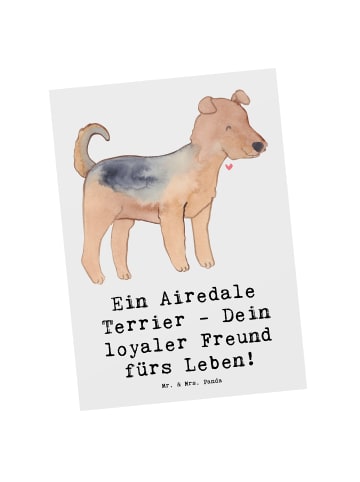 Mr. & Mrs. Panda Grußkarte Airedale Terrier mit Spruch in Weiß