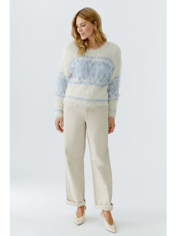 Oui Pullover in white blue