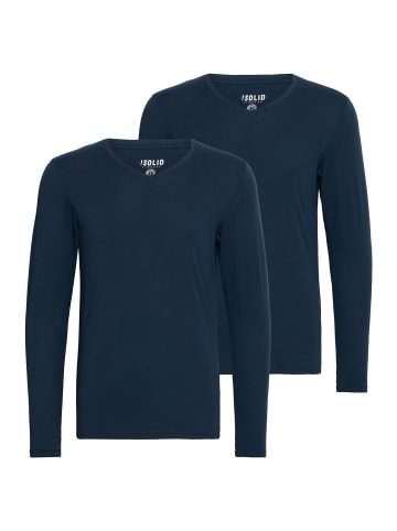 !SOLID V-Shirt SDBasil 21103003ME Langarmshirts im 2er-Pack in Blau