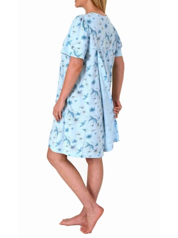 NORMANN Pflegenachthemd kurzarm Rückenteil offen - 73968 in hellblau