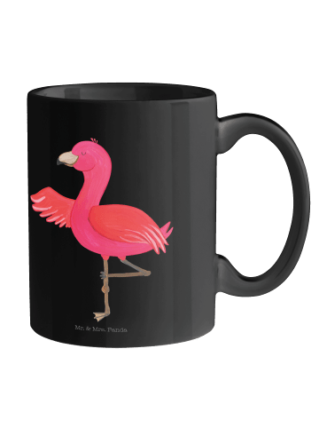 Mr. & Mrs. Panda Tasse Flamingo Yoga ohne Spruch in Schwarz