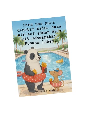 Mr. & Mrs. Panda Grußkarte Panda Schwimmbad Pommes Design mit Sp... in Weiß