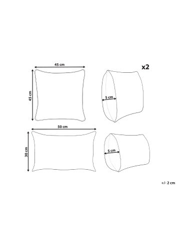 Beliani 3er-Set Dekokissen HOPEA in Bunt/Beige