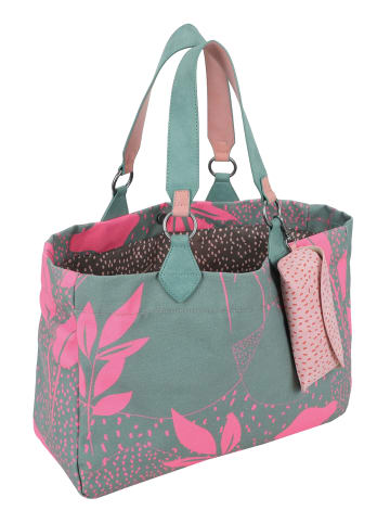 Fritzi aus Preußen Shopper Leaves Canvas Anthra Ice in Gruen-Pink