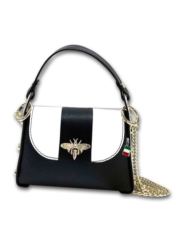 Florence Leder Umhängetasche Florence Tasche schwarz, weiß ca. 19cm