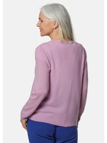 GOLDNER Kurzgröße:  Weiche Kaschmirstrickjacke mit V-Ausschnitt in violett