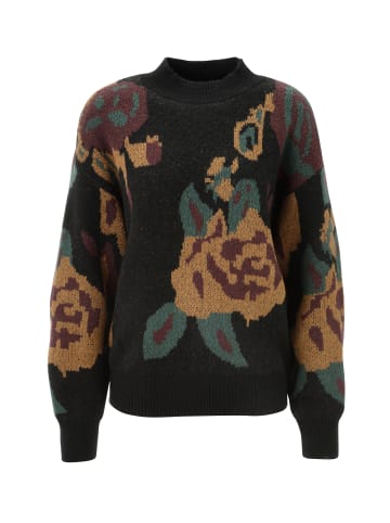 Aniston CASUAL Strickpullover in schwarz-ocker-smaragdgrün-bordeaux
