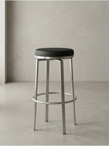 KADIMA DESIGN Barhocker | Edelstahl, 42x76x42cm, Schwarz, 360° Drehbar
