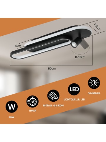 ZMH Deckenleuchte LED in schwarz oval 46W mit 1-flammige Deckenspot Dimmbar B 60cm