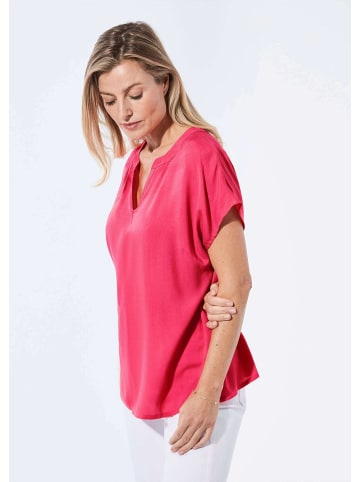 GOLDNER Bluse Bluse mit Tunika Ausschnitt in pink