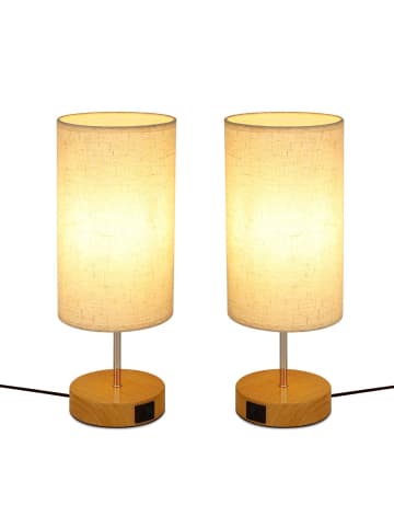 ZMH 2er-Set Tischleuchte in beige 1-flammige E27 3000K Warmweiß Touch Dimmbar