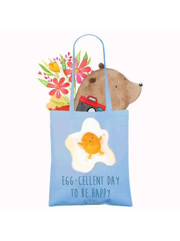 Mr. & Mrs. Panda Shopper Bag Spiegelei Ei mit Spruch in Sky Blue