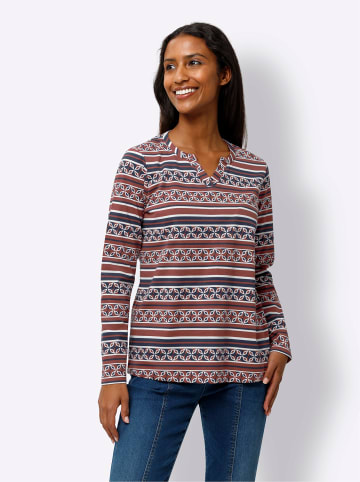 Heine Langarmshirt in marine-rotbraun-bedruckt