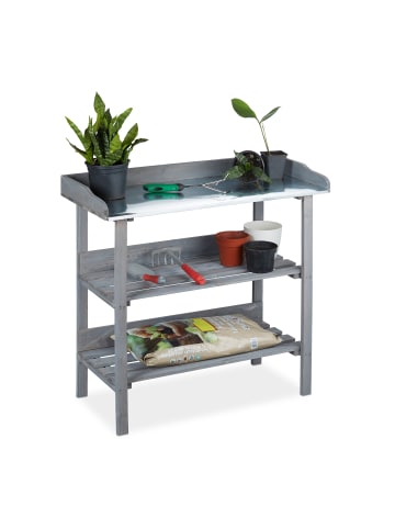 relaxdays Pflanztisch in Grau - (B)92 x (H)86 x (T)42 cm