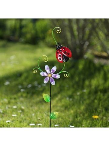 MARELIDA Gartenstecker Blume mit Marienkäfer Deko Gartenspieß H: 62cm in bunt