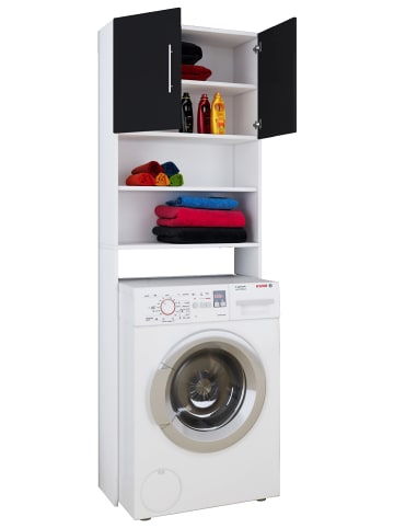 VCM  Überbauschrank Waschmaschine Überbau Schrank Jutas in Weiß / Schwarz