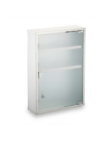 relaxdays Medizinschrank in Silber - (B)38 x (H)58 x (T)13 cm