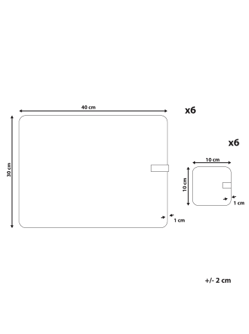 Beliani 12-tlg Platzdeckchen und Untersetzer QUANDONG in