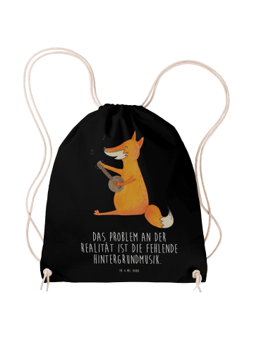 Mr. & Mrs. Panda Beutel Fuchs Gitarre mit Spruch in Schwarz