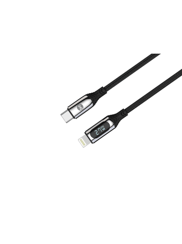 FOREVER Forever Ladekabel USB-C LCD 1 m 27W kompatibel mit iPhone Schwarz in Transparent