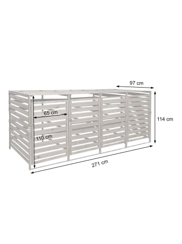 MCW XL 4er-/8er-Mülltonnenverkleidung H62, erweiterbar, Hellgrau