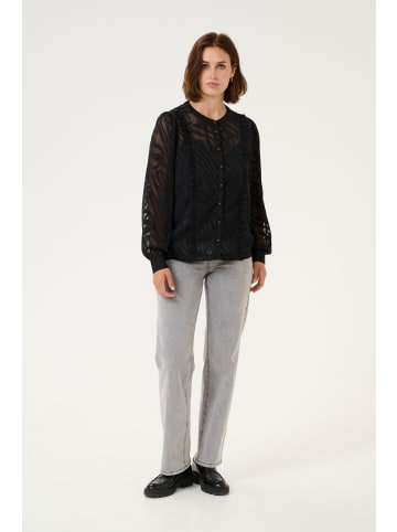 Cream Langarm-Bluse CRYana Straight fit in Pitch Black Animal