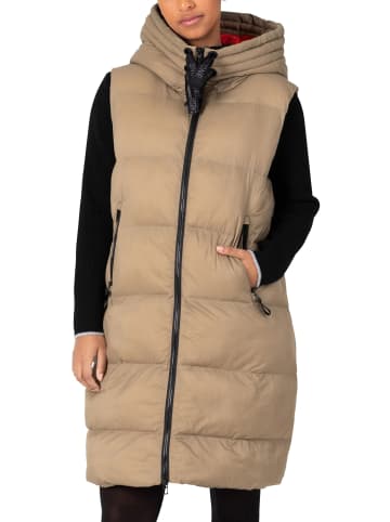 Timezone Puffer-Weste lang Kapuze wasserabweisend ultraleicht in Beige