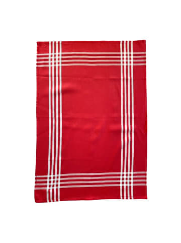 Le Comptoir de la Plage 4er-Set Geschirrtuch "Streifen" in Rot - (L)70 x (B)50 cm