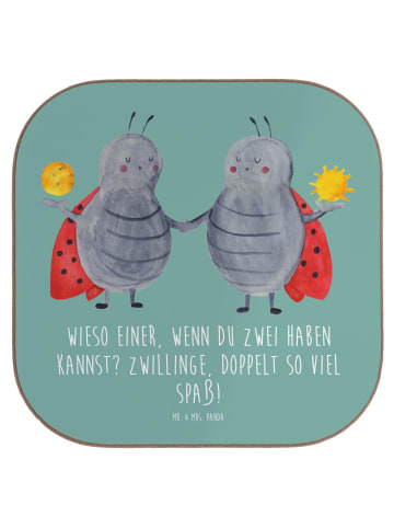 Mr. & Mrs. Panda Untersetzer für Gläser Zwillinge Spaß mit Spruch in Meeresbrise