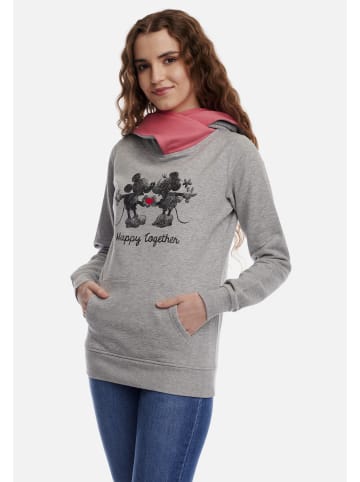 Disney Schalkragenpullover Disney Happy Together in grau meliert/pink