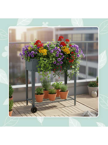 relaxdays Hochbeet in Anthrazit - (B)85 x (H)80 x (T)50 cm