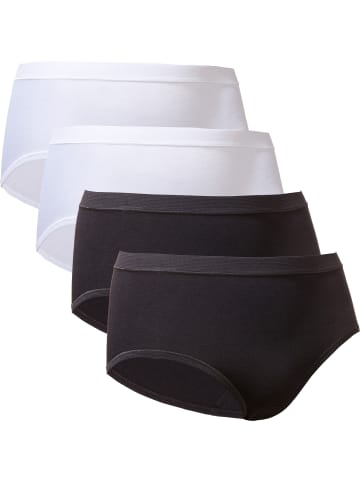 Con-ta Baumwolle, Feinripp Taillenslip 4er-Pack in weiß/schwarz