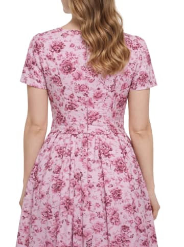 Berwin Rosendruck-Kleid mit kurzem Arm