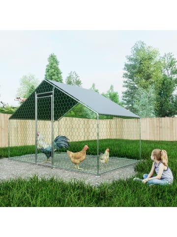 ABRIHOME Freilaufgehege in Grau 3x2x2 m mit Sicherheitsschloss Wasserdicht für Hühner
