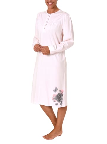 NORMANN Nachthemd langarm und Kopfleiste am Hals - 39297 in rosa