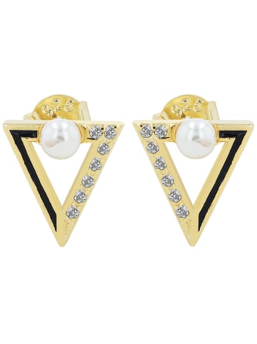 Adeliás Damen Ohrringe – Ohrstecker aus 925 Silber mit Perle in gold