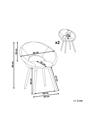 Beliani 2er-Set Esszimmerstuhl ROSLYN in Grau/Braun