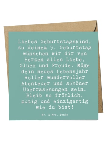 Mr. & Mrs. Panda Klappkarte Spruch 9. Geburtstag Glück mit Spruch in Meeresbrise