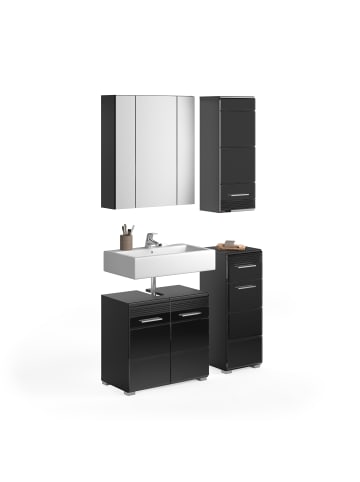 xonox.home Badkombination in schwarz/schwarz hochglanz  - (B) 106 x (H) 182 x (T) 34
