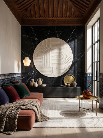 KADIMA DESIGN Teppich Wolle Handgetuftet LEVEN Skandinavisch Geometrisch Modern in Elfenbein