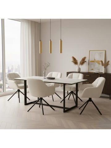 DUBI Möbel 2er-Set: Drehstuhl Mika-Luka in Creme - (B)65 x (H)81 x  (T)66 cm