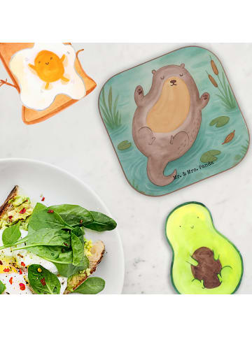 Mr. & Mrs. Panda Tassenuntersetzer Otter Umarmen Design ohne Spruch in Weiß