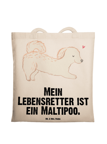 Mr. & Mrs. Panda Tragetasche Maltipoo Lebensretter mit Spruch in Creme