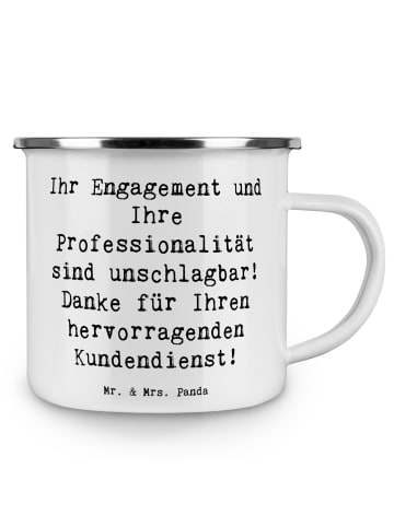 Mr. & Mrs. Panda Becher Emaille Spruch Kundendienstmitarbeiter H... in Weiß