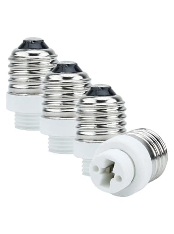 Intirilife 4er Set Lampenadapter E27 auf G9 in WEISS