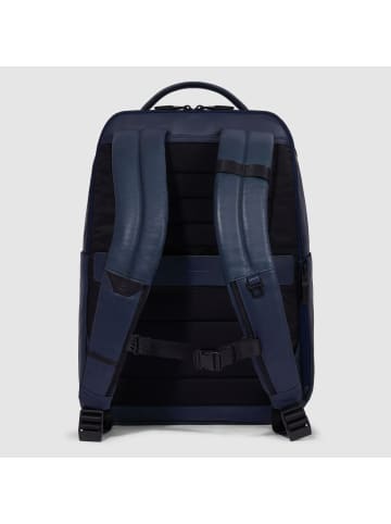 Piquadro David Rucksack RFID Schutz Leder 44 cm Laptopfach in blue