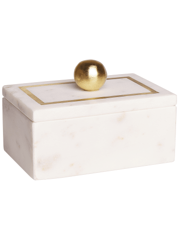 Beliani Aufbewahrungsbehälter CHALANDRI in Weiß/Gold - (W) 15 x (H) 10 x (L) 10 cm