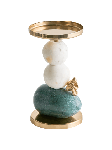 Beliani Kerzenständer KRIVODOL in Bunt/Gold/Weiß - (W) 11 x (H) 20 x (L) 11 cm