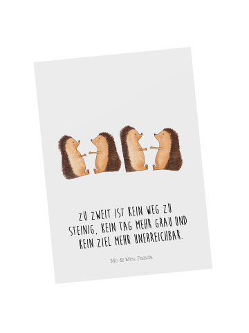 Mr. & Mrs. Panda Postkarte Hochzeit Igel mit Spruch in Weiß