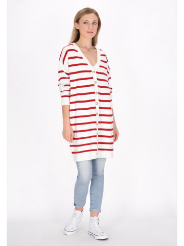 DreiMaster Women Cardigan in offwhite red stripe